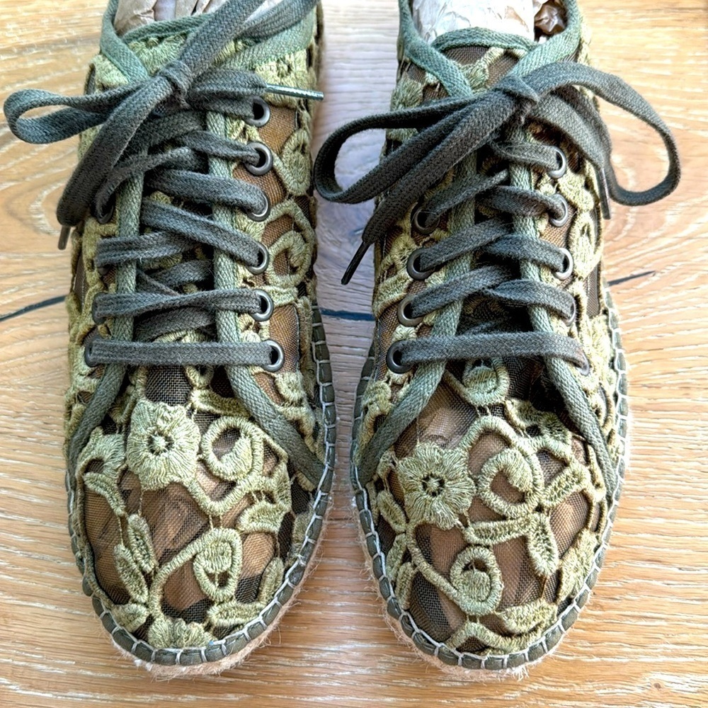 Toni Pons Espadrille Lace Up Embroidered Sneakers Nordstrom Womens 42 Green Mesh